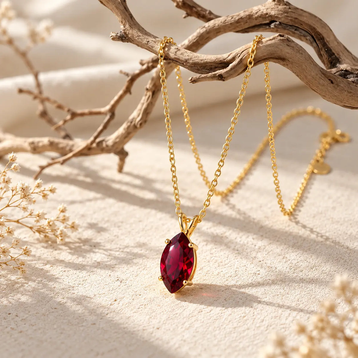 Virelle Adjustable Marquise Garnet Necklace - 18K Gold-Plated 925 Sterling Silver