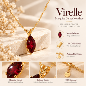 Virelle Adjustable Marquise Garnet Necklace - 18K Gold-Plated 925 Sterling Silver