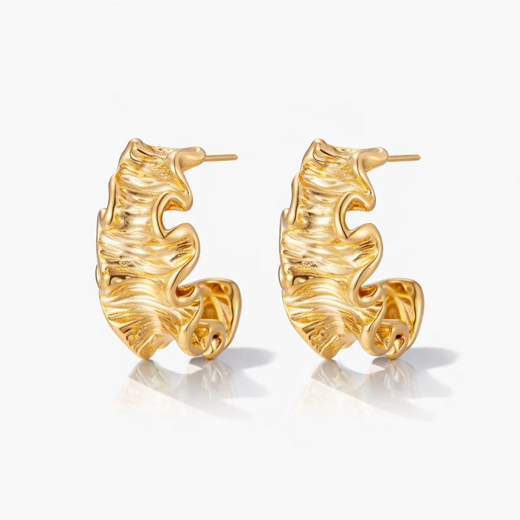 Wave Flow Hoops – 18K Gold Plated Jewellar