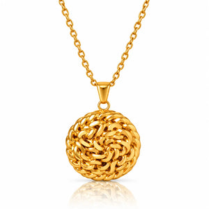 Woven Medallion Earrings & Necklace - 18K Gold PVD Plated
