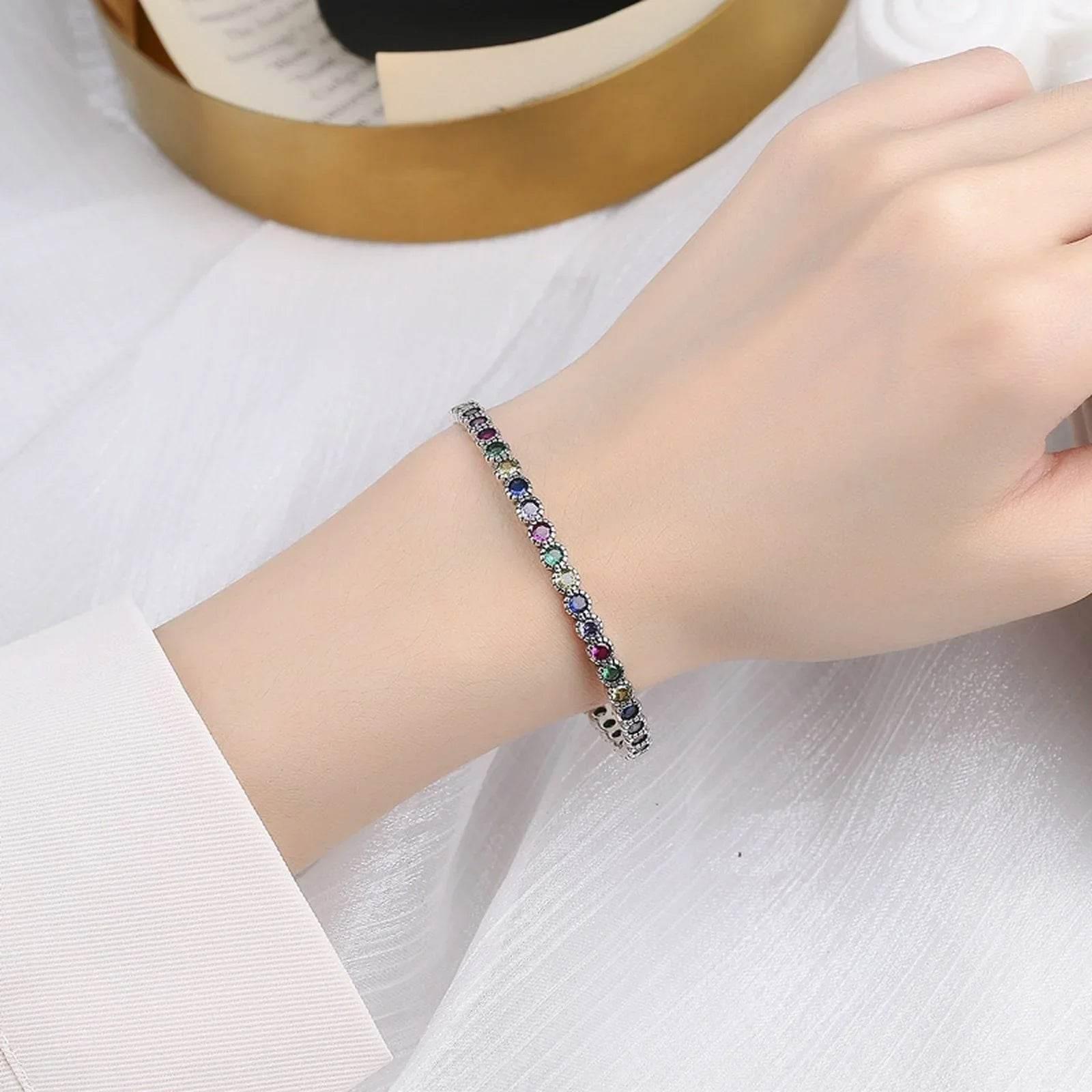 Zyra Glint – 925 Silver Colorful Gem Bracelet - Jewellar