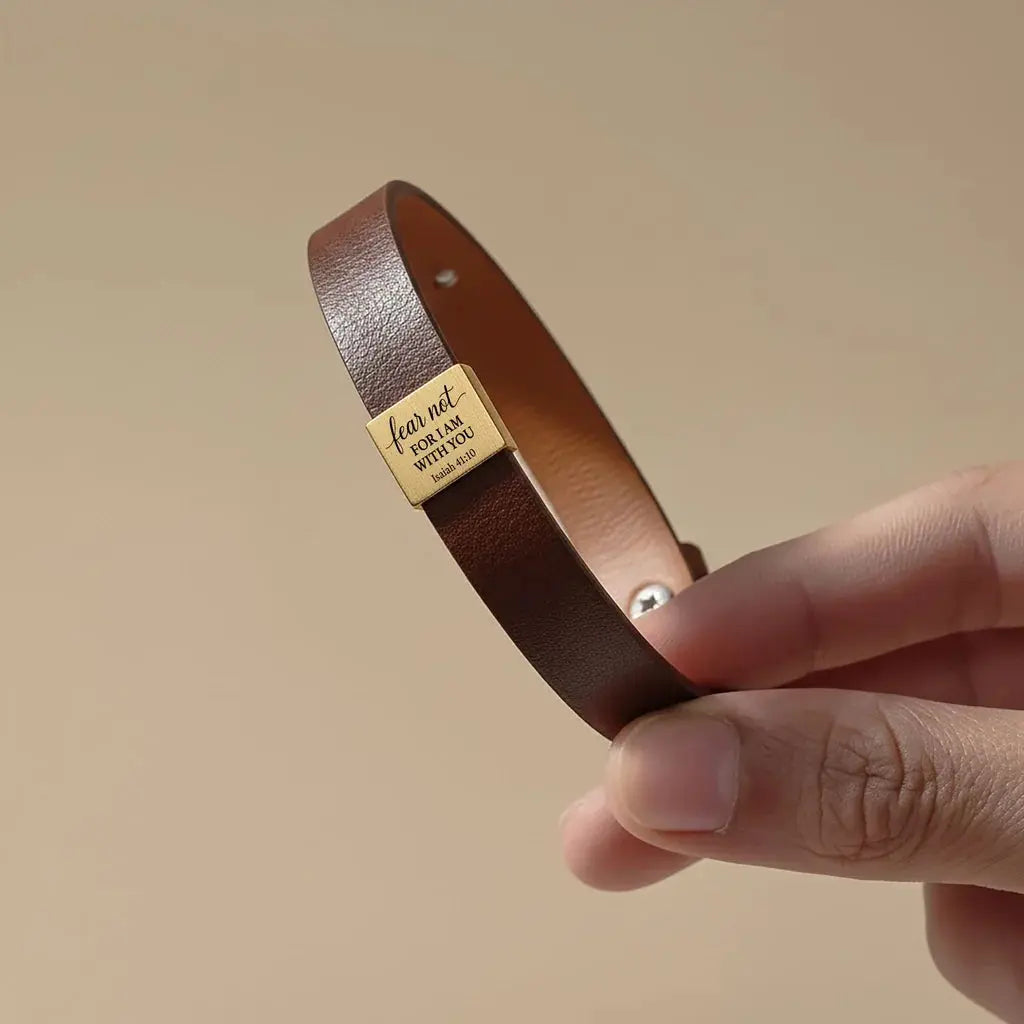 Custom Men's Engraved Leather Bracelet (Custom Inside & Outside) - Jewellar