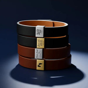 Custom Men's Engraved Leather Bracelet (Custom Inside & Outside) - Jewellar