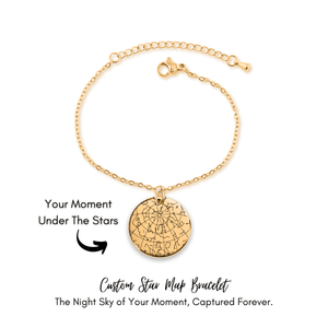Gold custom star map bracelet with constellation design and adjustable chain from Jewellar