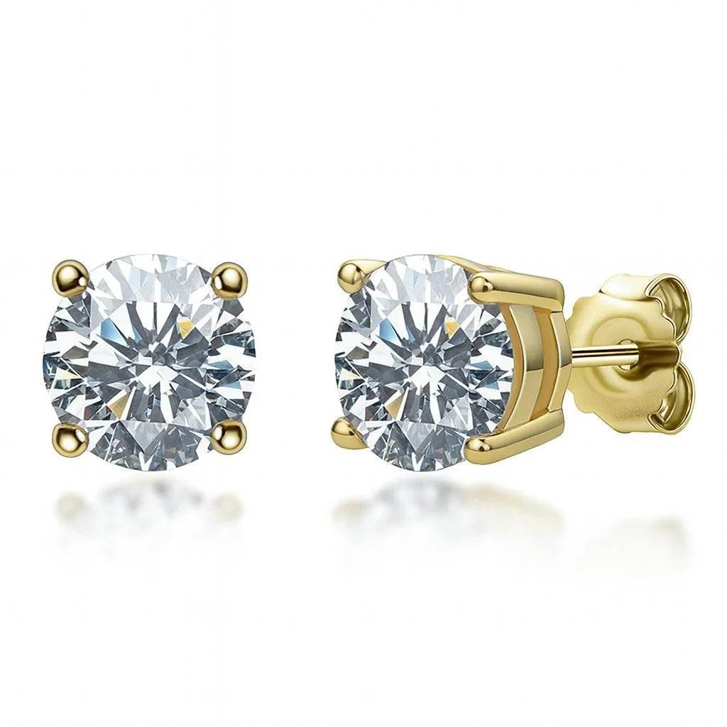 Éclat Moissanite – 18K Gold Stud Earrings - Jewellar