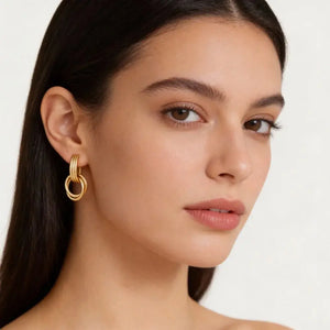 Linear Loop Earrings – 18K Gold Plated Jewellar