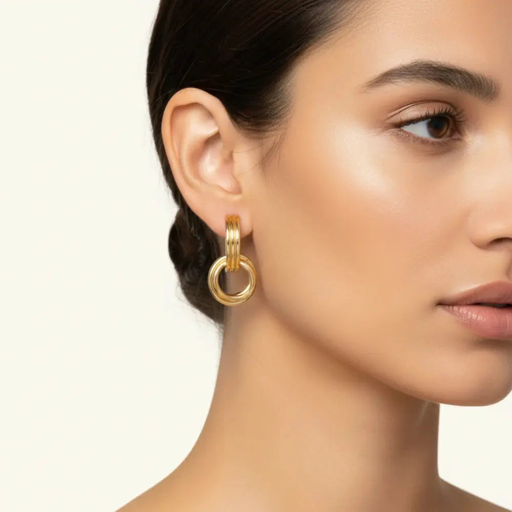Linear Loop Earrings – 18K Gold Plated Jewellar