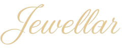 Elegant gold script Jewellar logo on black background, luxury jewelry branding design