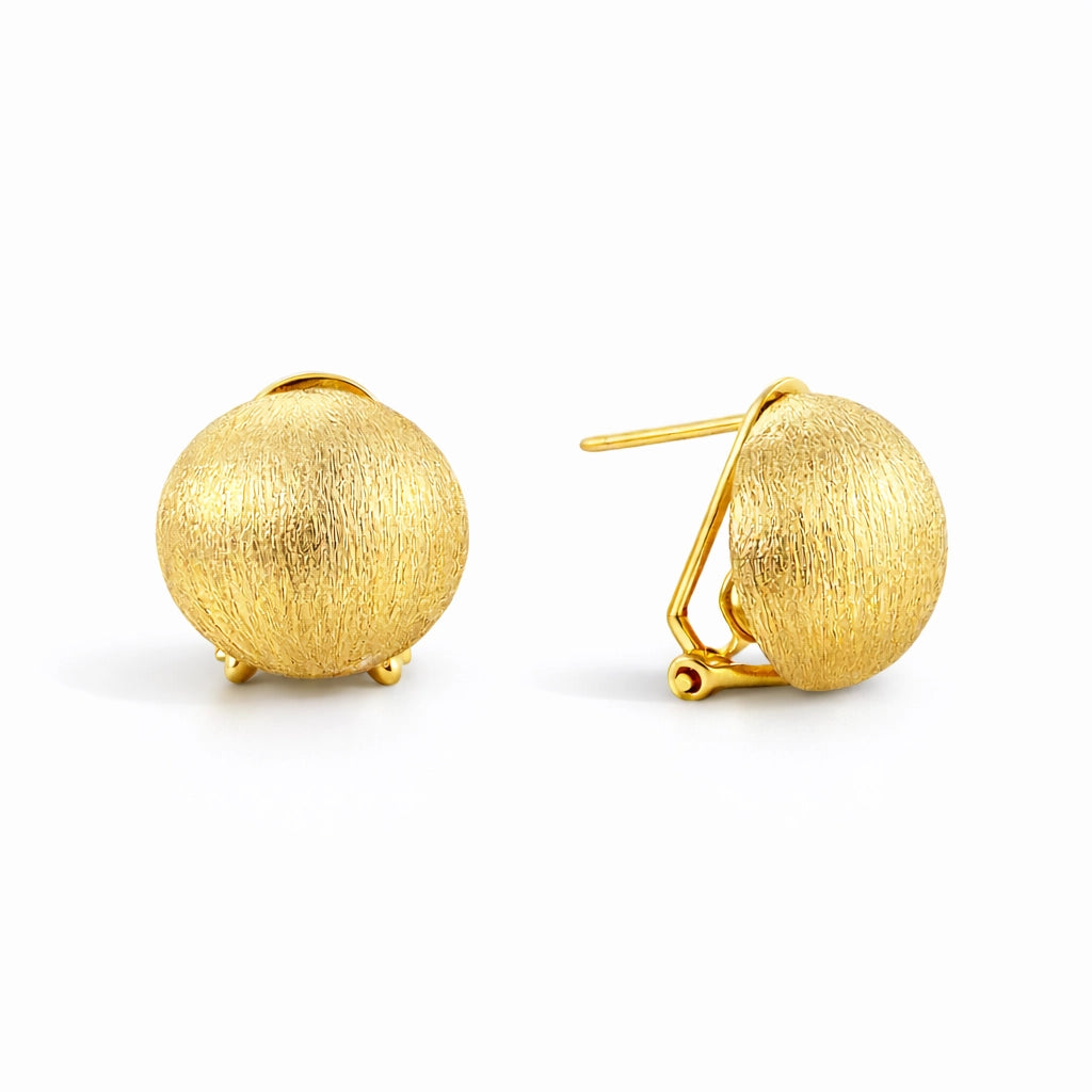 Aurelia Dome Clips – 24K Gold Vermeil Brushed Stud Earrings Jewellar