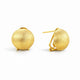Textured gold stud earrings with round domed design on white background