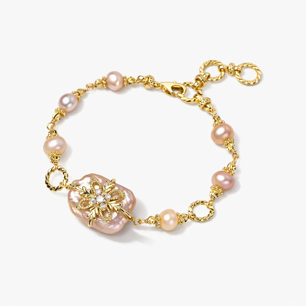 Aurielle Pearl Bloom – 14K Gold Baroque Bracelet Jewellar