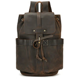 Trailforge unisex Crazy Horse leather travel bag in Brown/Dark Brown, compact 330×220×80 mm with organized interior and vintage finish.