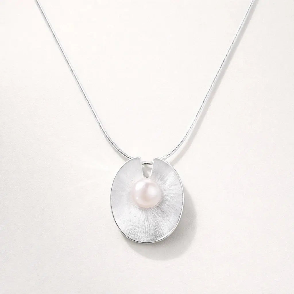 Aurora Pearl Disc – 925 Sterling Silver Necklace Jewellar