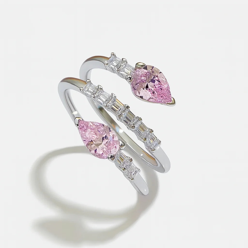 Aurelia Shine 925 sterling silver adjustable ring with geometric design and inlaid gemstone – by Jewellar