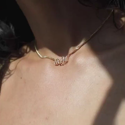 Personalized Diamond-Set Name Necklace - 925 Sterling Silver